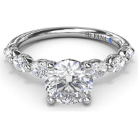 Enchanted Engagement Ring Setting with Six Oval Diamond Accents by Fana - 0.95 Carat Total Diamond Weight