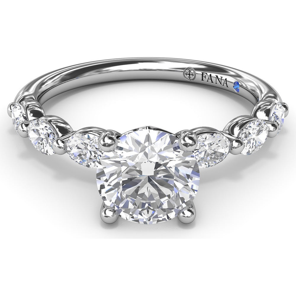 Enchanted Engagement Ring Setting with Six Oval Diamond Accents by Fana - 0.95 Carat Total Diamond Weight