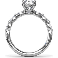 Enchanted Engagement Ring Setting with Six Oval Diamond Accents by Fana - 0.95 Carat Total Diamond Weight