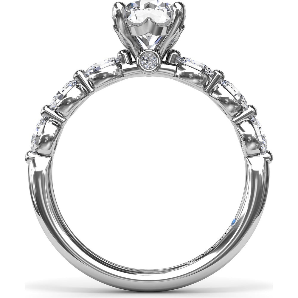 Enchanted Engagement Ring Setting with Six Oval Diamond Accents by Fana - 0.95 Carat Total Diamond Weight