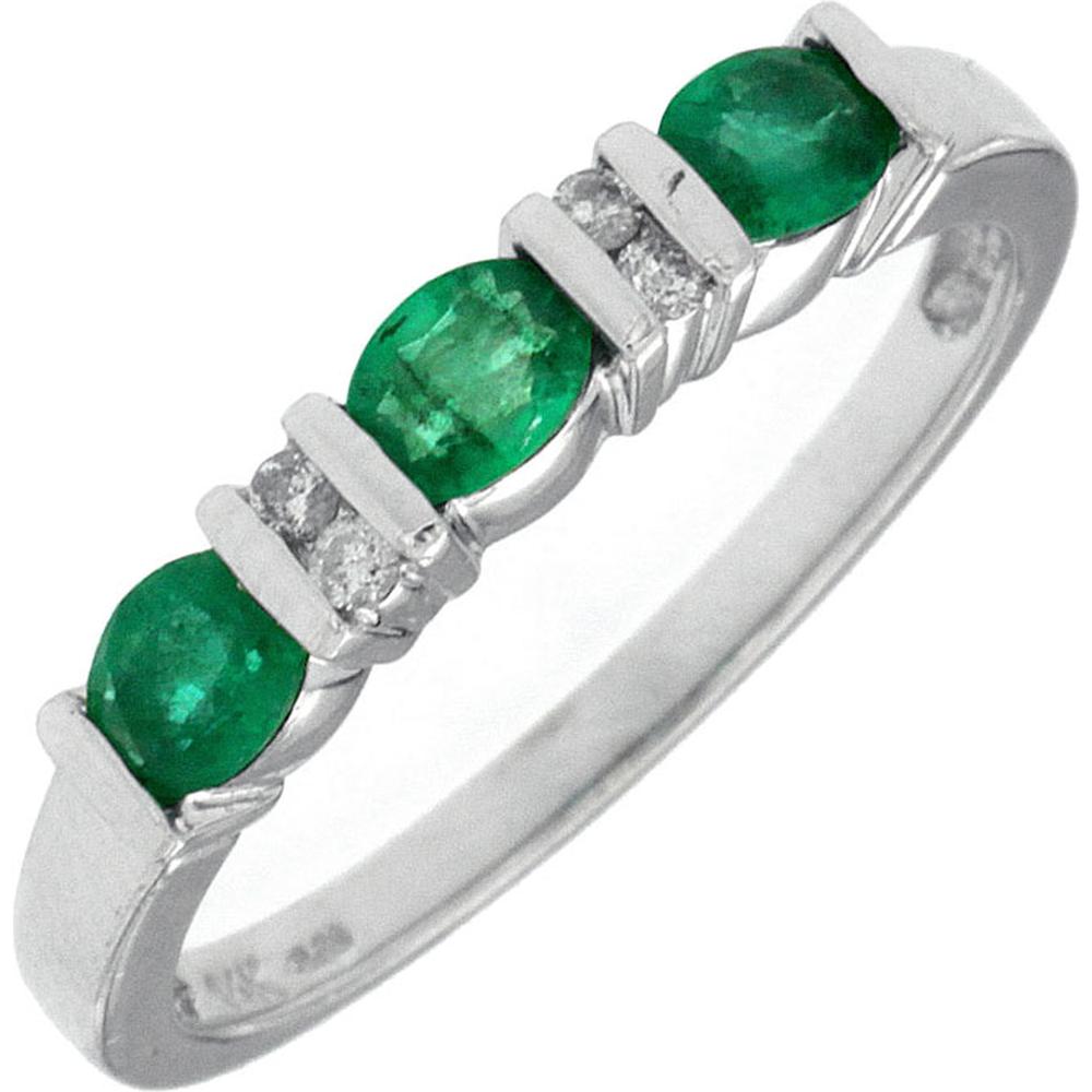 Enchanted Forest 14K White Gold Emerald & Diamond Band