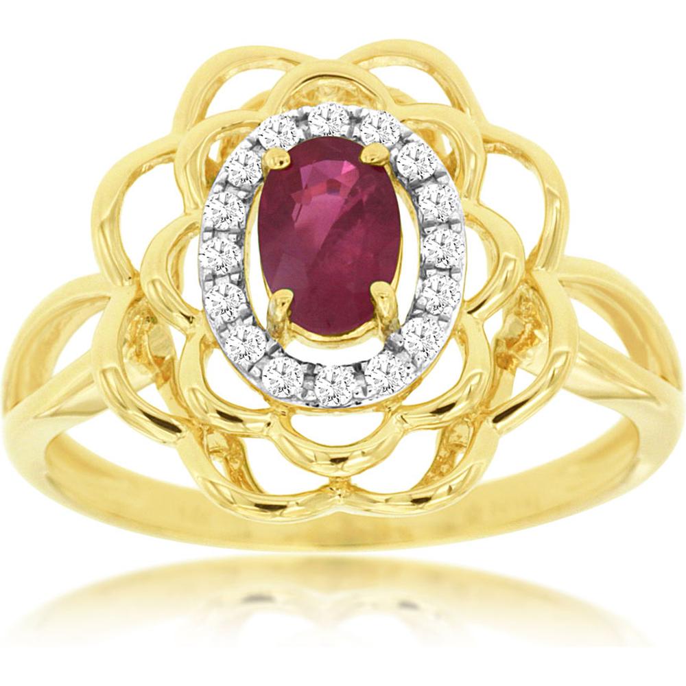 Enchanted Love 14K Yellow Gold Ruby & Diamond Ring