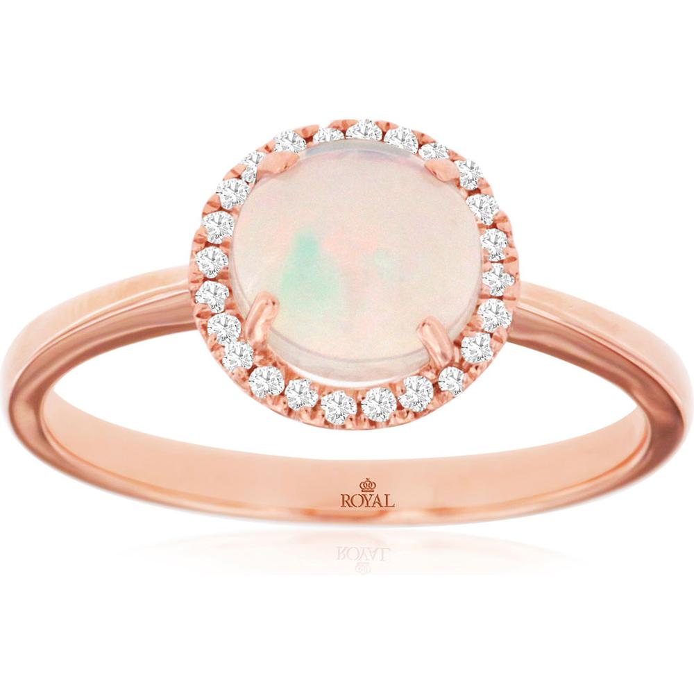Enchanted Rose: 14K Rose Gold Opal & Diamond Ring