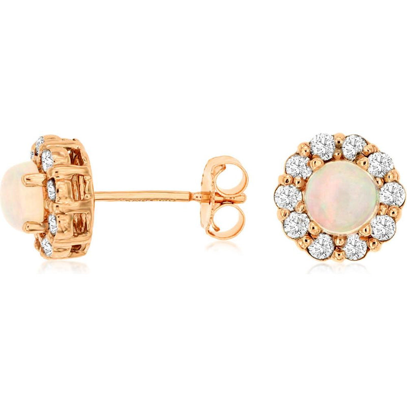 Enchanted Rose Gold Opal & Diamond Earrings