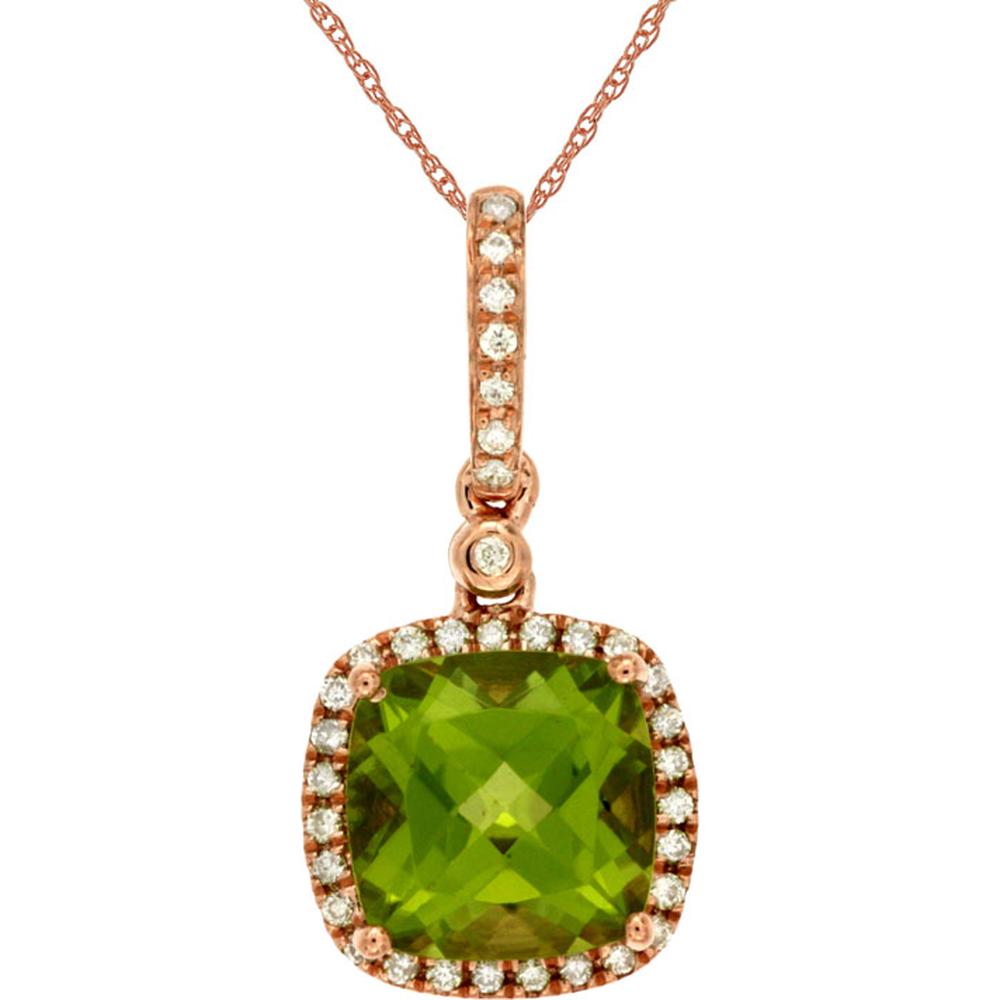 Enchanted Rose Gold Peridot and Diamond Pendant