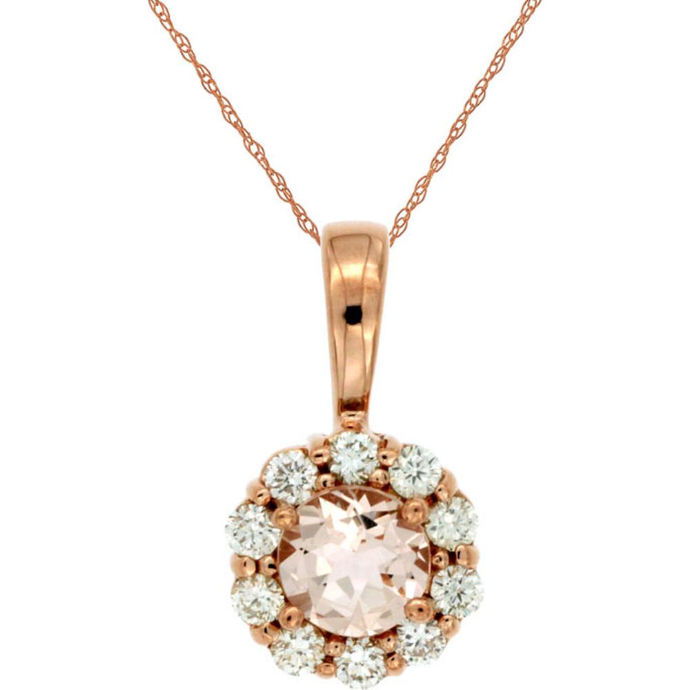 Enchanted Rose: Royal 14K Rose Gold Morganite & Diamond Pendant