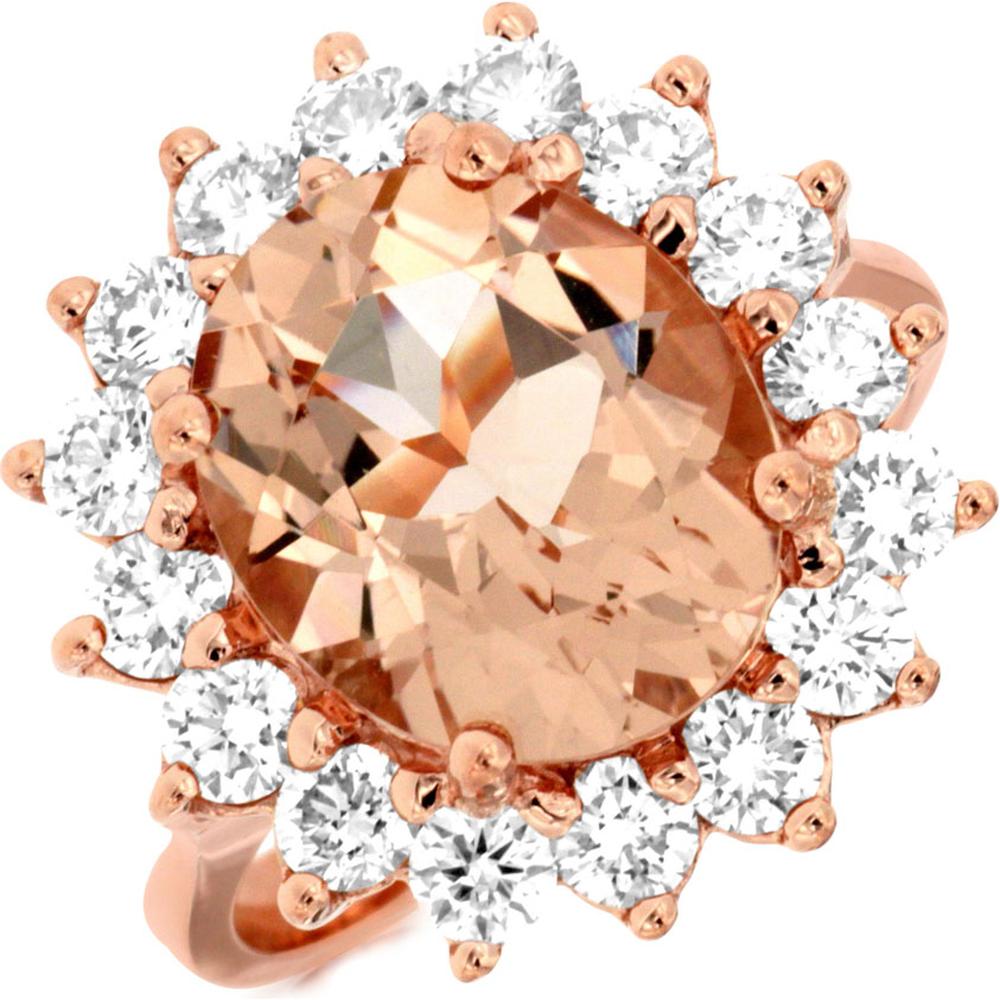 Enchanted Rose: Royal 14K Rose Gold Morganite & Diamond Ring - 4.00 Carat Morganite, 1.55 Carat Total Diamond Weight