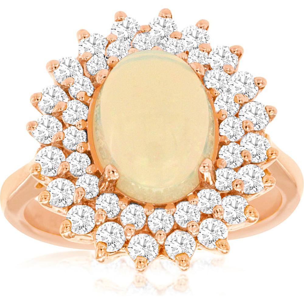 Enchanted Rose - Royal 14K Rose Gold Opal & Diamond Ring