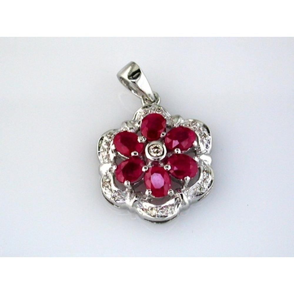 Enchanted Royal 14K White Gold Ruby & Diamond Halo Pendant