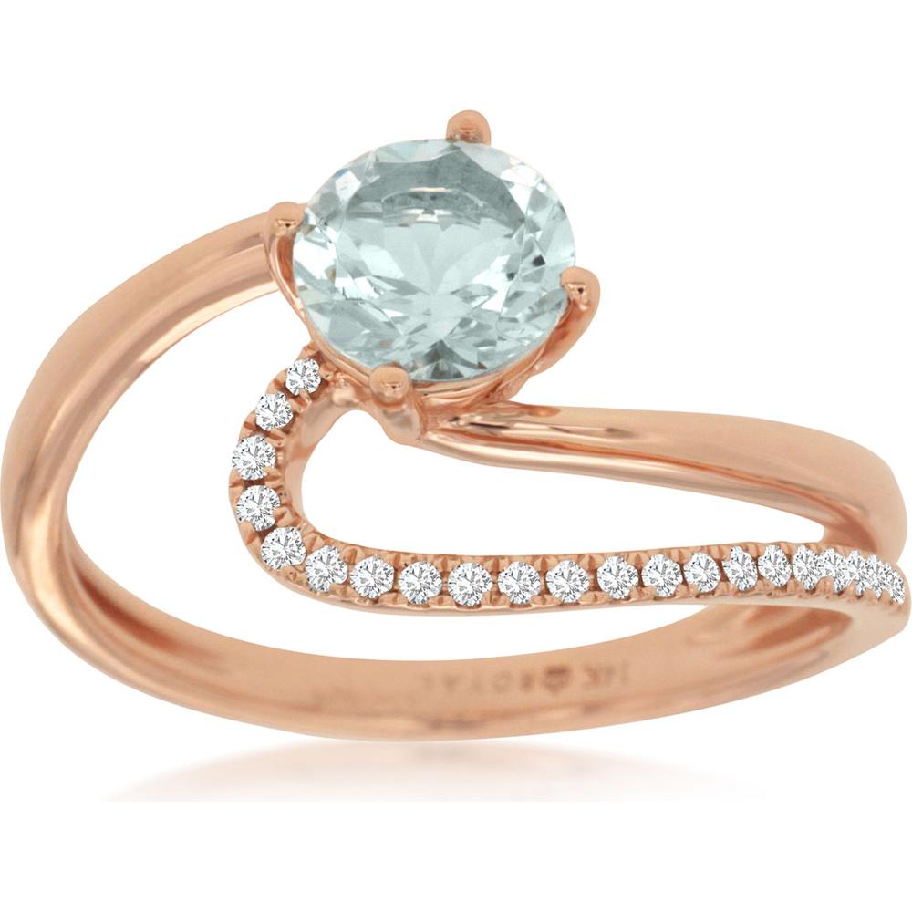 Enchanted Waters 14K Rose Gold Aquamarine & Diamond Ring - 0.75 Carat Aquamarine, Diamond Accents