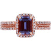 Enchanting 10K Rose Gold Created Alexandrite Ring with Diamond Accents