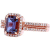 Enchanting 10K Rose Gold Created Alexandrite Ring with Diamond Accents