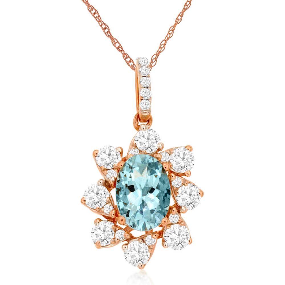 Enchanting 14K Rose Gold Aquamarine & Diamond Pendant