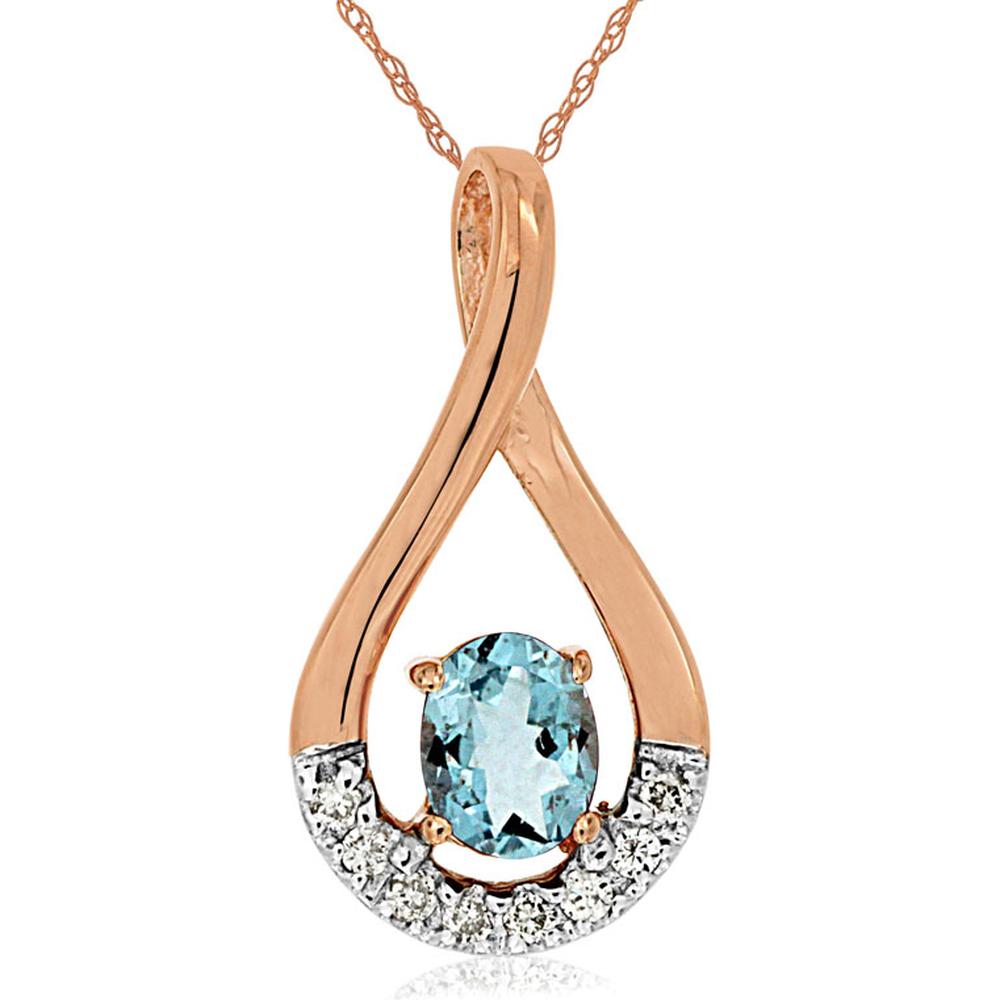 Enchanting 14K Rose Gold Aquamarine & Diamond Pendant