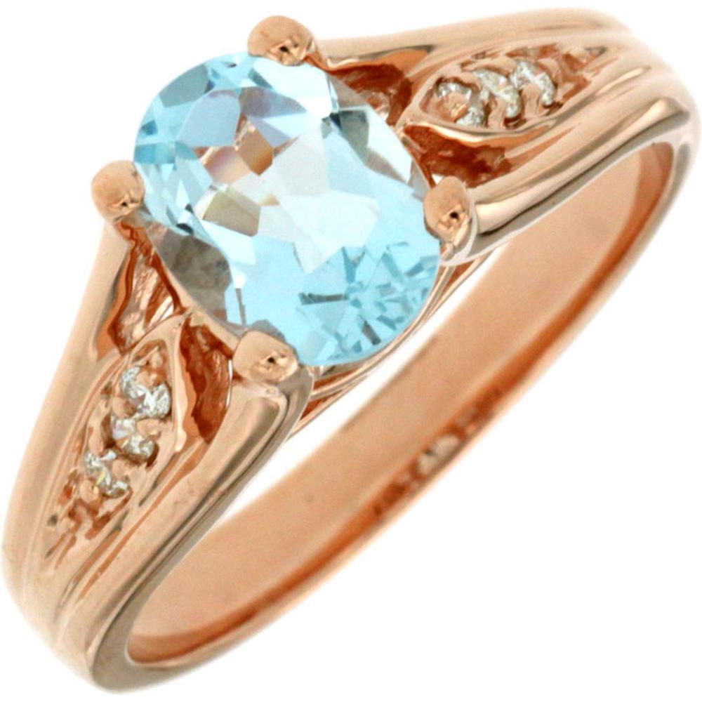 Enchanting 14K Rose Gold Aquamarine & Diamond Ring - Serene Beauty