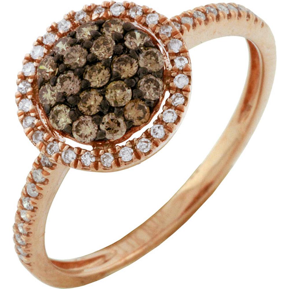 Enchanting 14K Rose Gold Diamond & Mocha Diamond Halo Ring