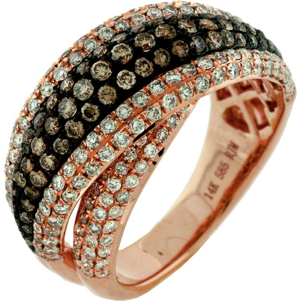 Enchanting 14K Rose Gold Diamond & Mocha Diamond Ring - Radiant Beauty