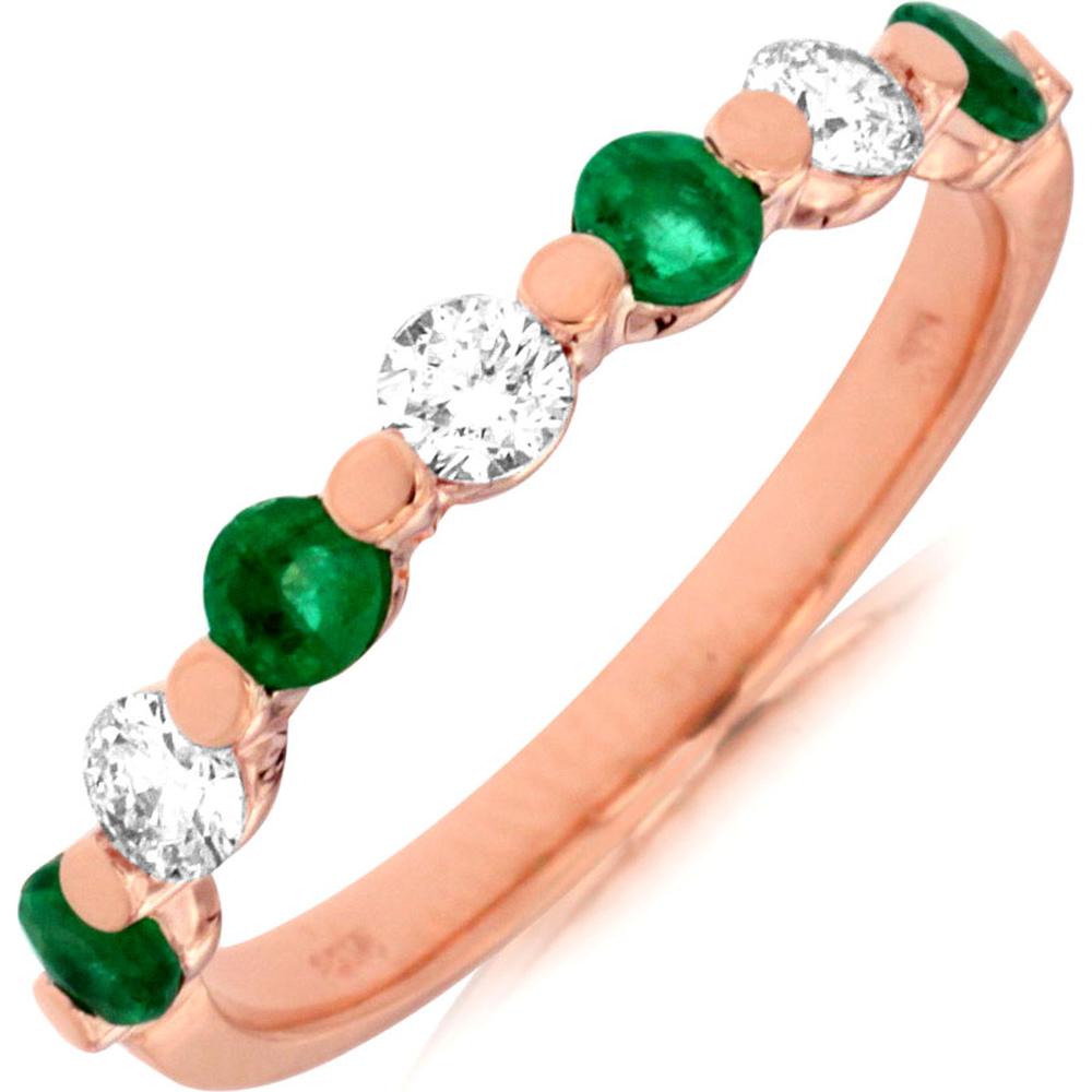 Enchanting 14K Rose Gold Emerald & Diamond Ring - Timeless Elegance