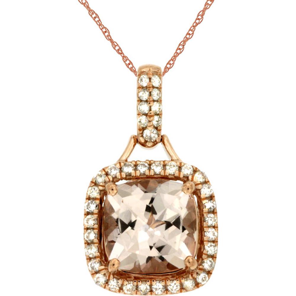 Enchanting 14K Rose Gold Morganite & Diamond Pendant - Captivating Elegance