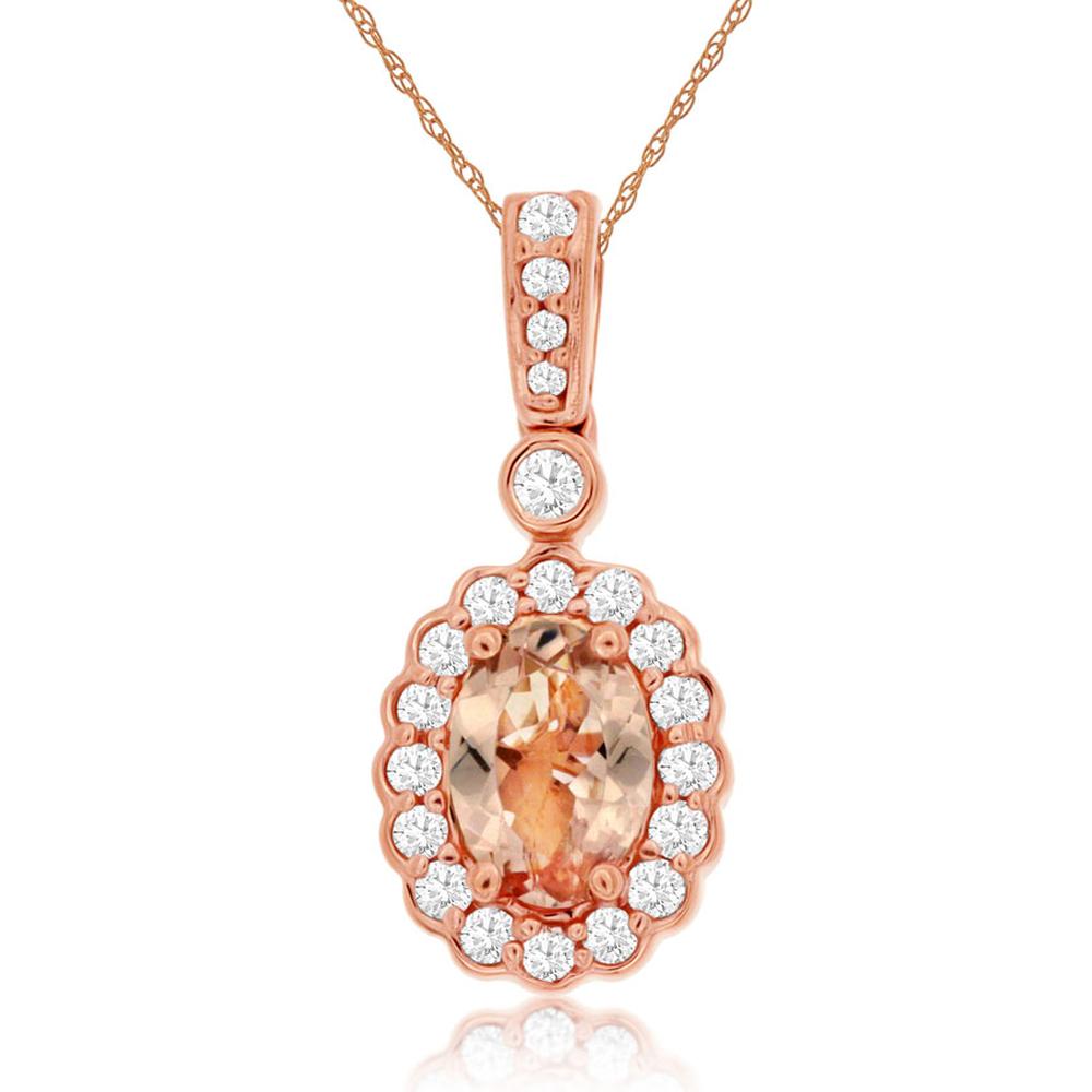 Enchanting 14K Rose Gold Morganite & Diamond Pendant