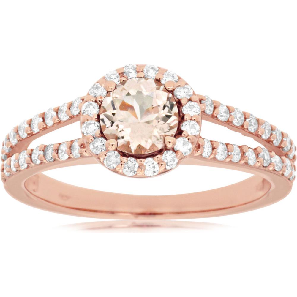 Enchanting 14K Rose Gold Morganite and Diamond Ring - Royal Jewelry
