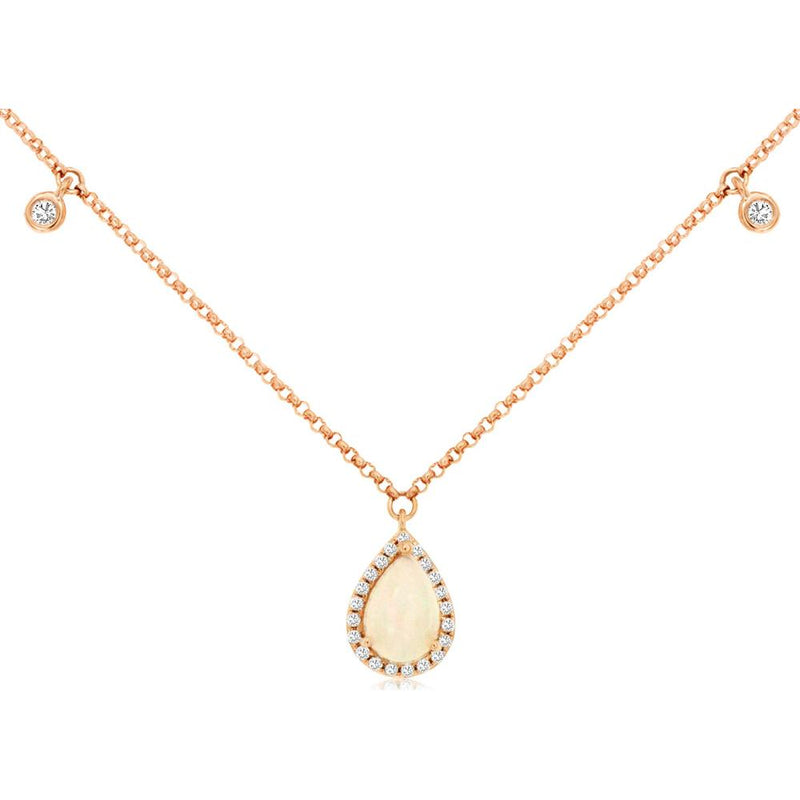 Enchanting 14K Rose Gold Opal & Diamond Necklace