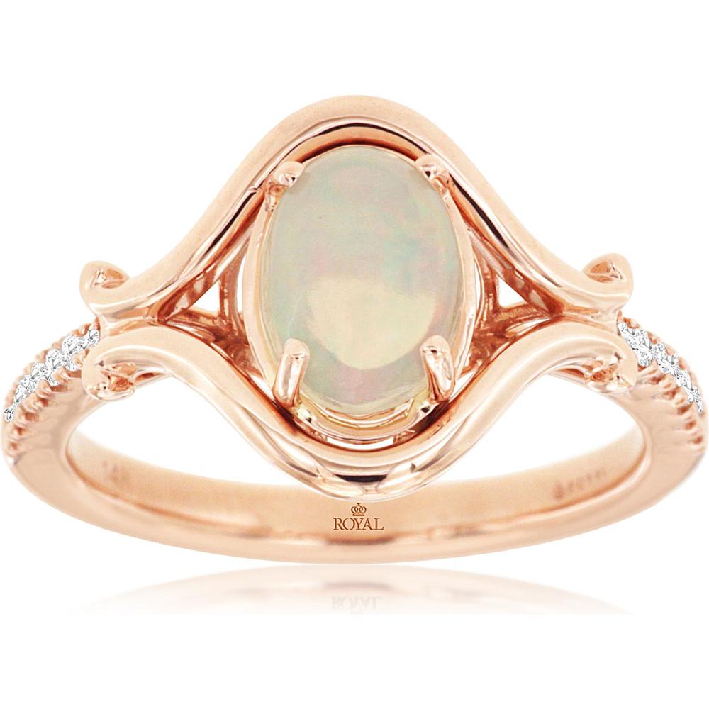 Enchanting 14K Rose Gold Opal & Diamond Ring - Radiant Beauty