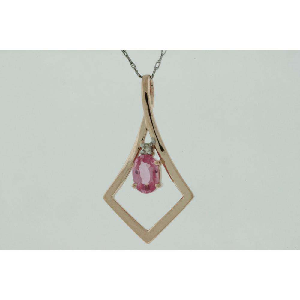 Enchanting 14K Rose Gold Pendant with Pink Sapphire and Diamond