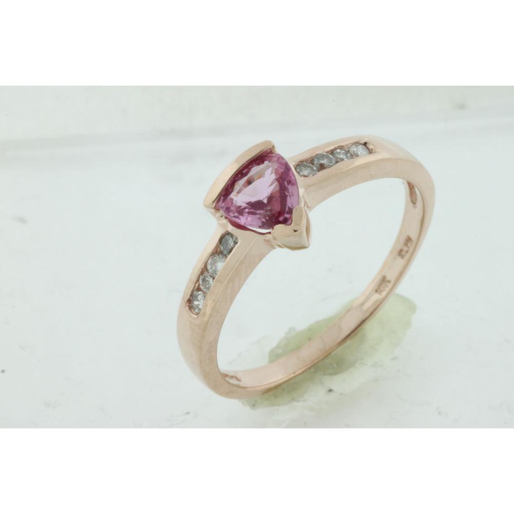 Enchanting 14K Rose Gold Pink Sapphire and Diamond Trillion Ring
