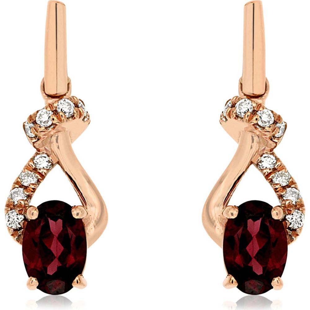 Enchanting 14K Rose Gold Rhodolite & Diamond Earrings - Sparkling Crimson Beauty