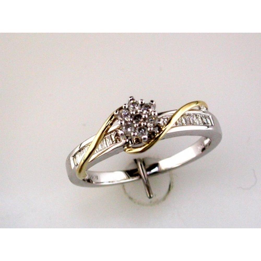 Enchanting 14K Two-Tone Gold Diamond Cluster Engagement Ring