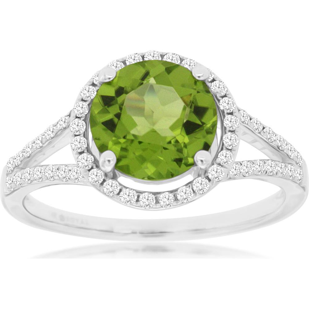 Enchanting 14K White Gold Peridot & Diamond Ring - Celestial Beauty