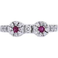 Enchanting 14K White Gold Ruby and Diamond Two Stone Ring