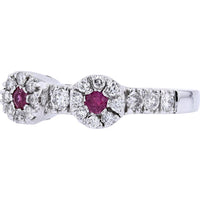 Enchanting 14K White Gold Ruby and Diamond Two Stone Ring