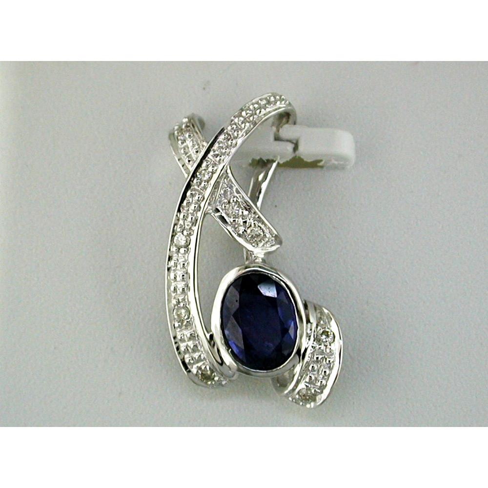 Enchanting 14K White Gold Sapphire & Diamond Halo Pendant