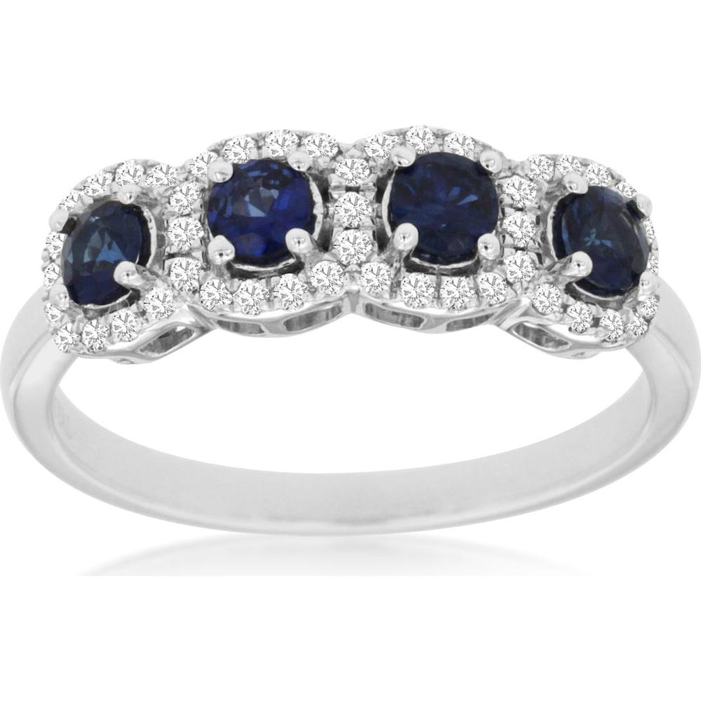 Enchanting 14K White Gold Sapphire and Diamond Ring - 0.50 Carat Sapphire, 0.18 Carat Diamond Total