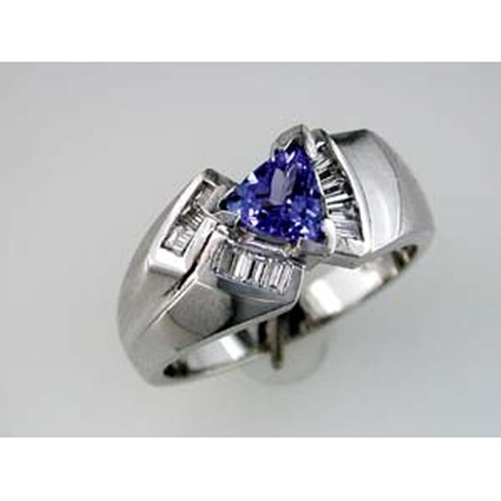 Enchanting 14K White Gold Tanzanite and Diamond Trillion-Cut Ring
