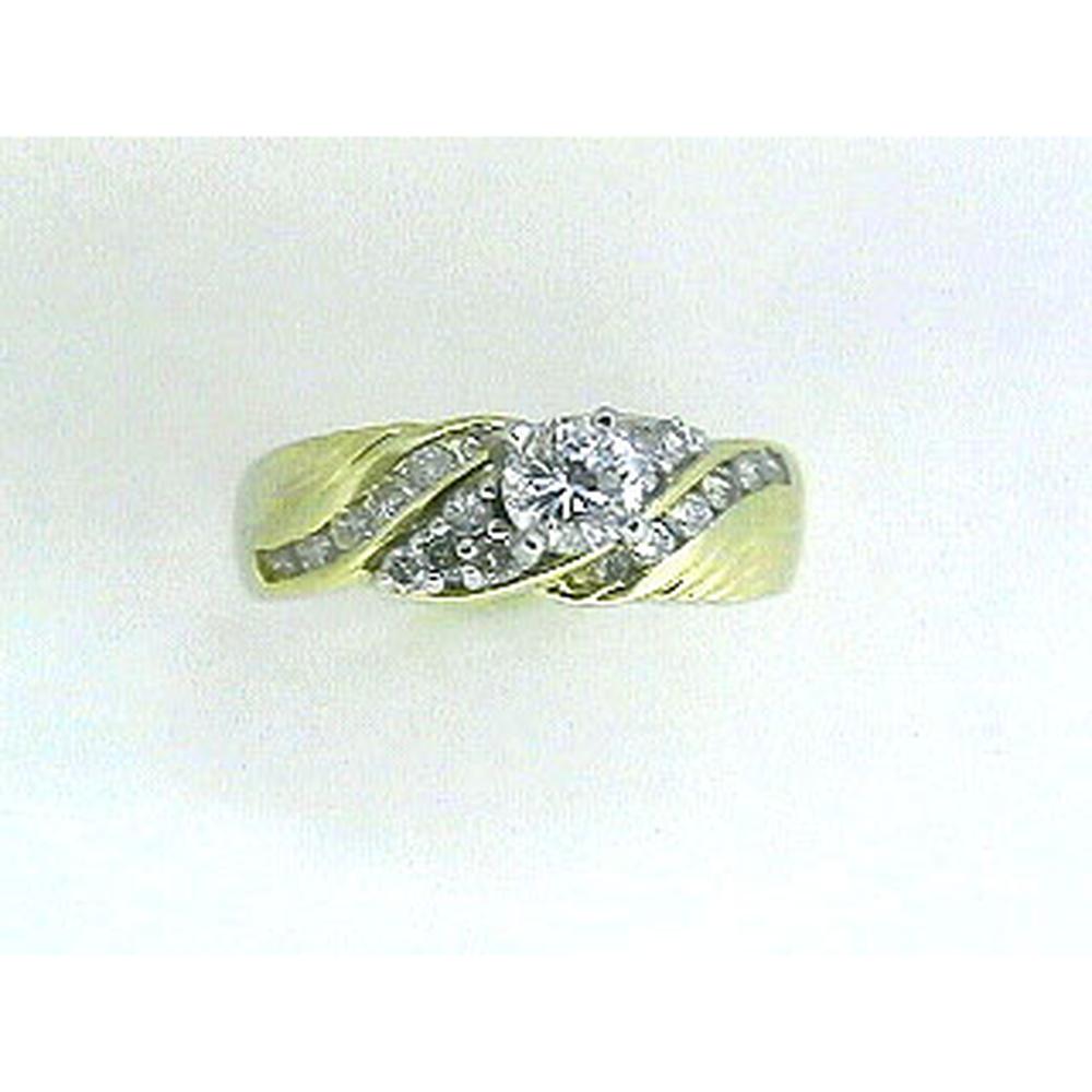 Enchanting 14K Yellow Gold Diamond Engagement Ring with Round Center Diamond - 0.38 Carat Main Stone