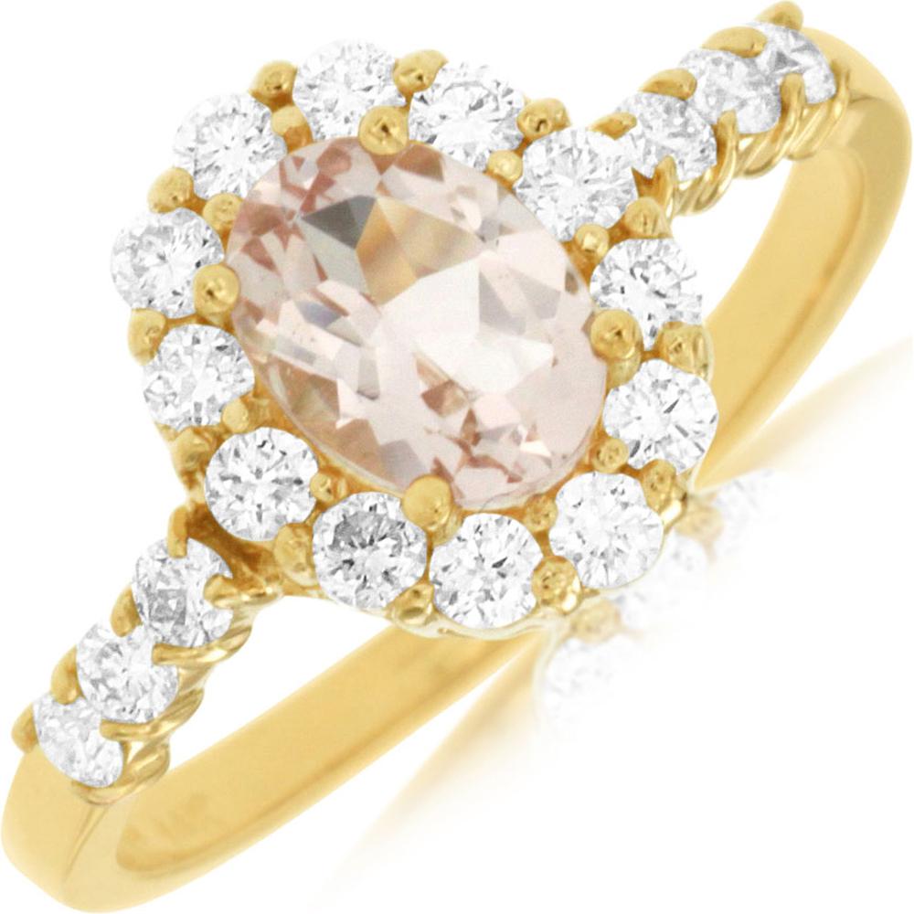 Enchanting 14K Yellow Gold Morganite and Diamond Ring