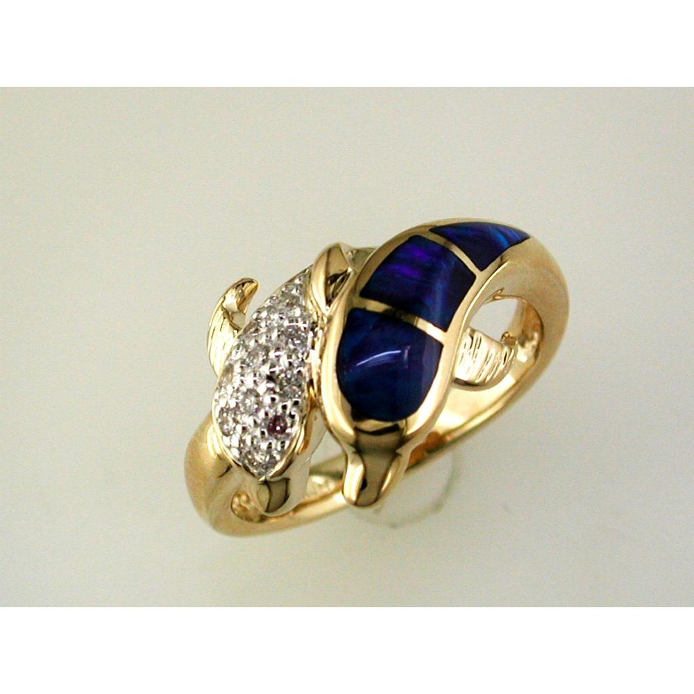 Enchanting 14K Yellow Gold Opal and Diamond Celestial Ring