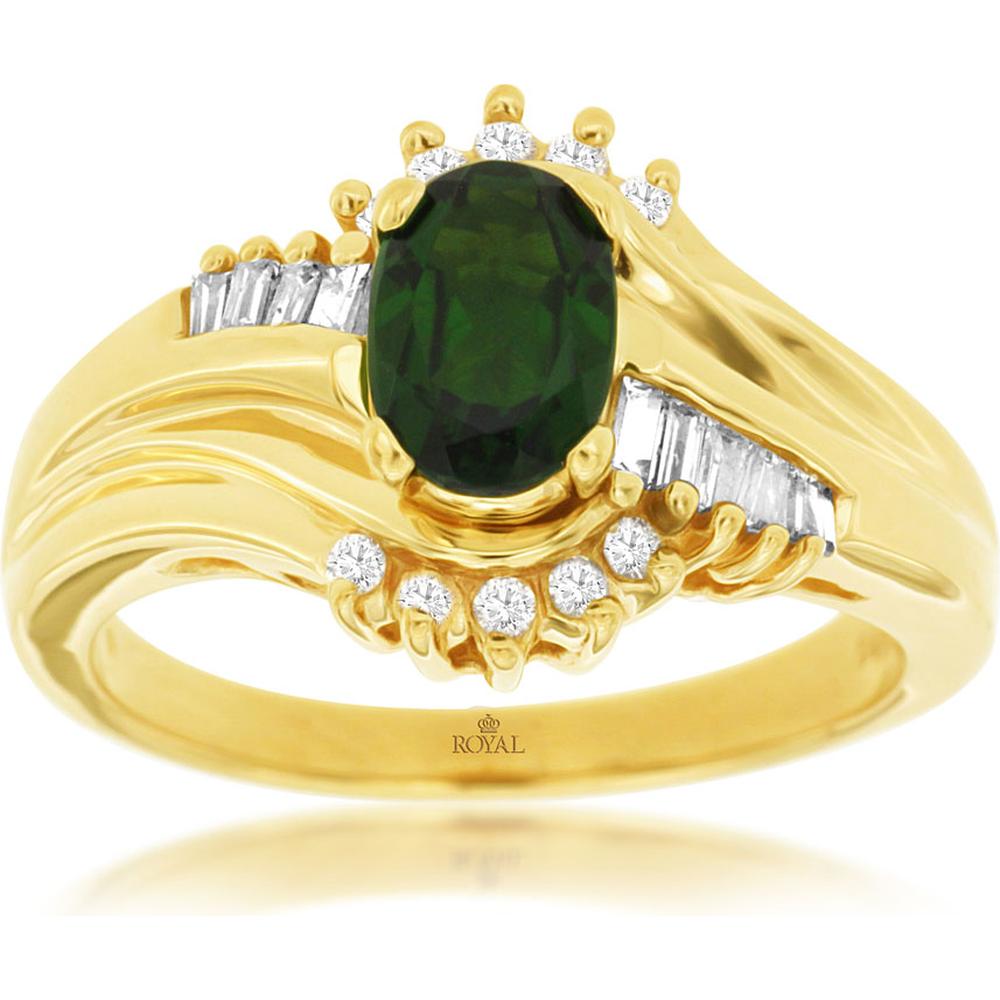 Enchanting 14K Yellow Gold Oval Russalite & Diamond Ring