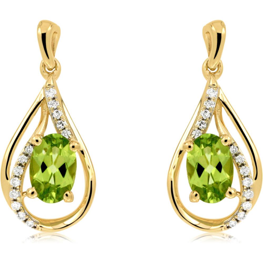 Enchanting 14K Yellow Gold Peridot & Diamond Statement Earrings