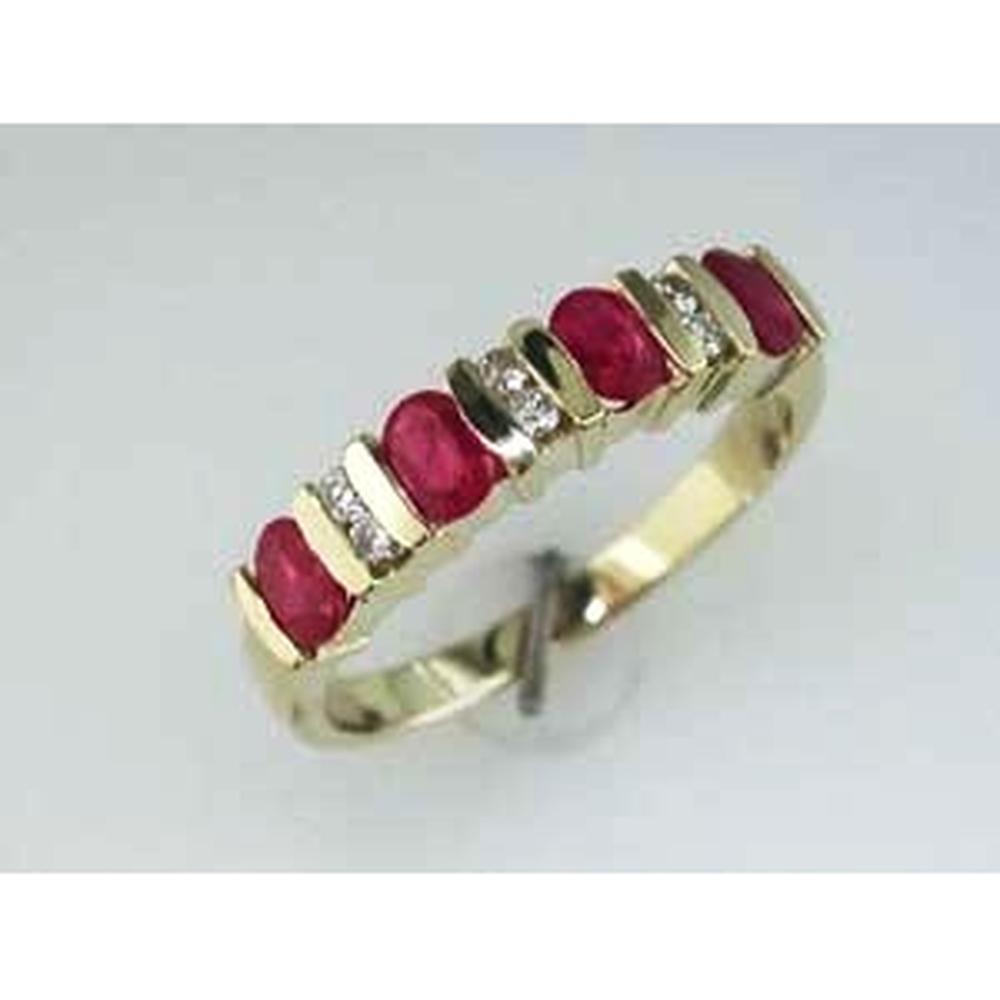 Enchanting 14K Yellow Gold Ruby & Diamond Band - Timeless Beauty