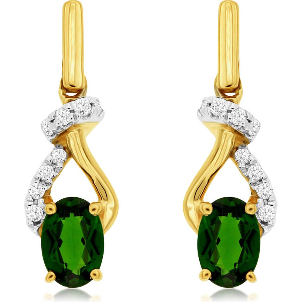 Enchanting 14K Yellow Gold Russalite and Diamond Halo Earrings