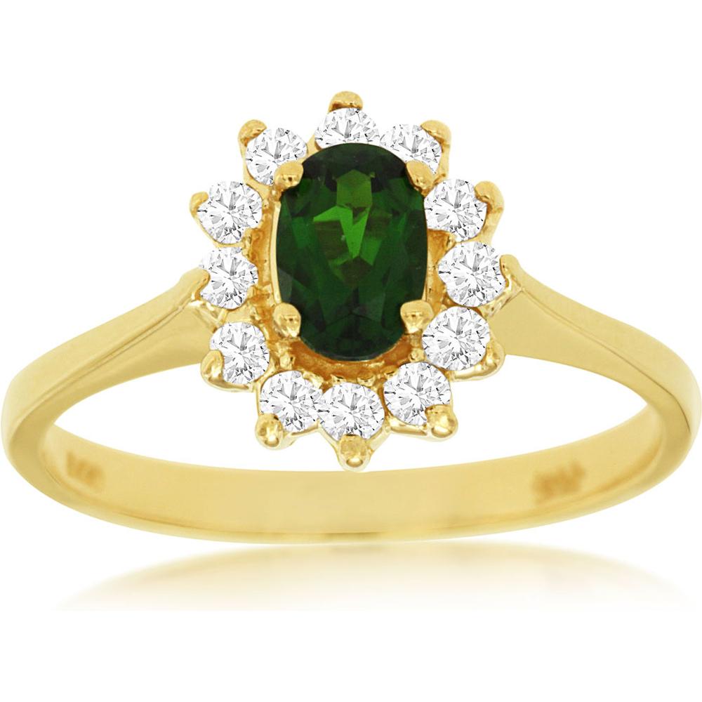 Enchanting 14K Yellow Gold Russalite and Diamond Ring - Timeless Elegance