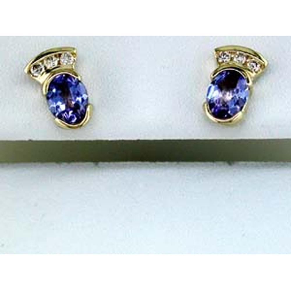 Enchanting 14K Yellow Gold Tanzanite & Diamond Earrings - Timeless Elegance
