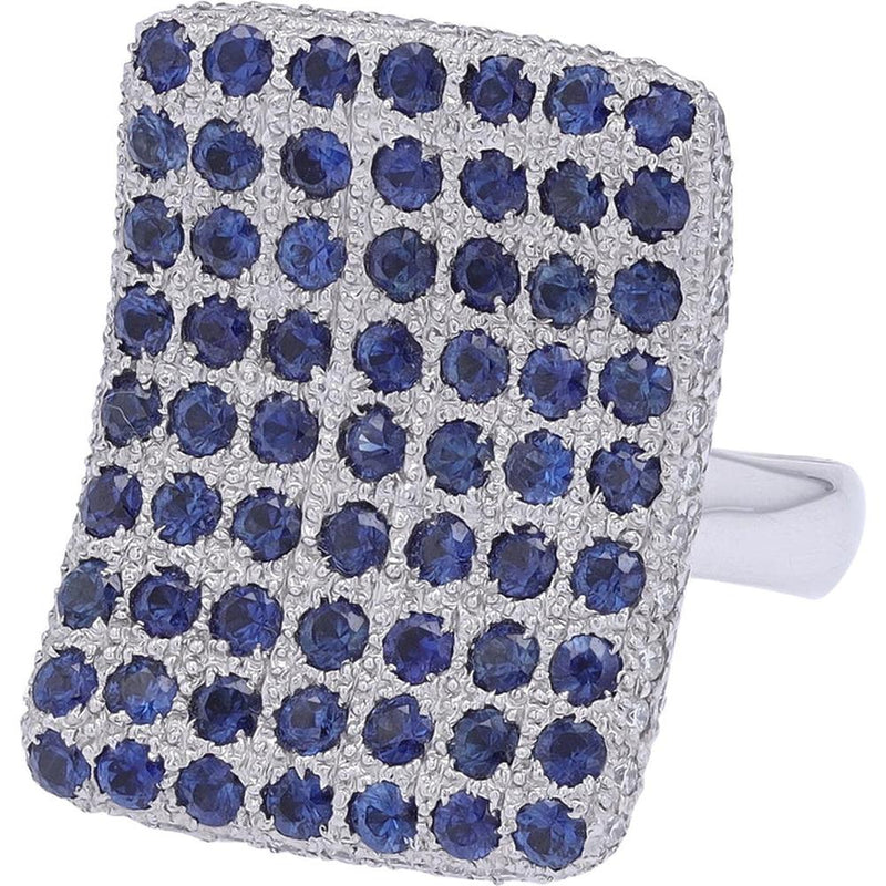 Enchanting 18K White Gold Sapphire Cocktail Ring with 3.50 Carat Sapphire and Diamond Accents