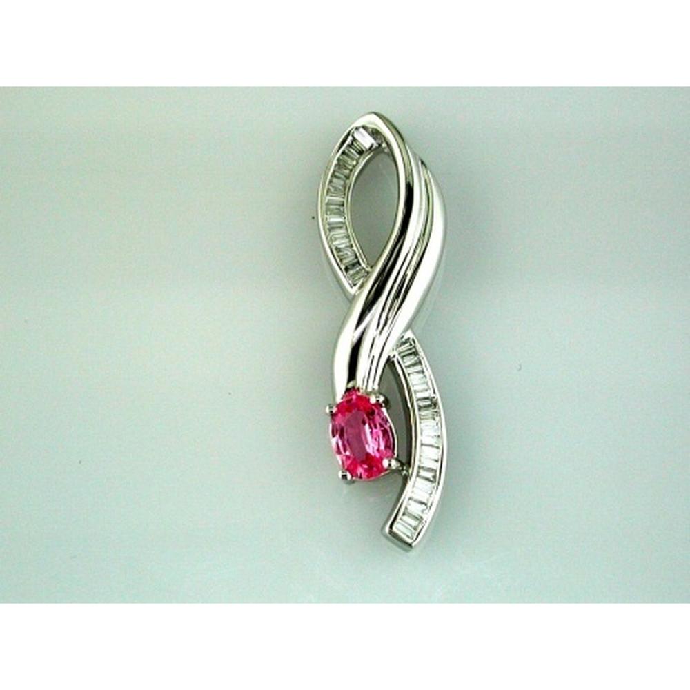 Enchanting Pink Sapphire Diamond Pendant in 14K White Gold