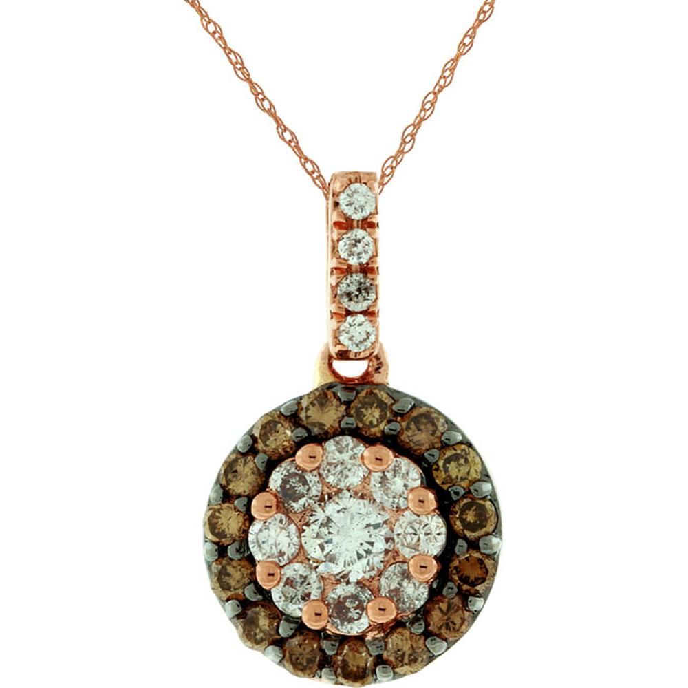 Enchanting Royal 14K Rose Gold Diamond & Mocha Diamond Pendant - 0.20 Carat Main Stone - 0.16 Carat Mocha Diamond