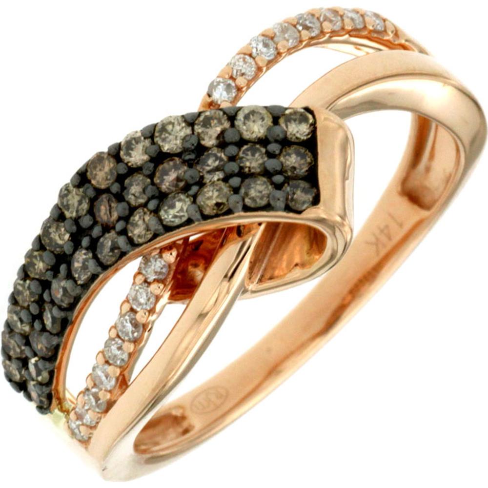 Enchanting Royal 14K Rose Gold Diamond & Mocha Diamond Ring - 0.11 Carat Center Stone - 0.38 Carat Total Diamond Weight